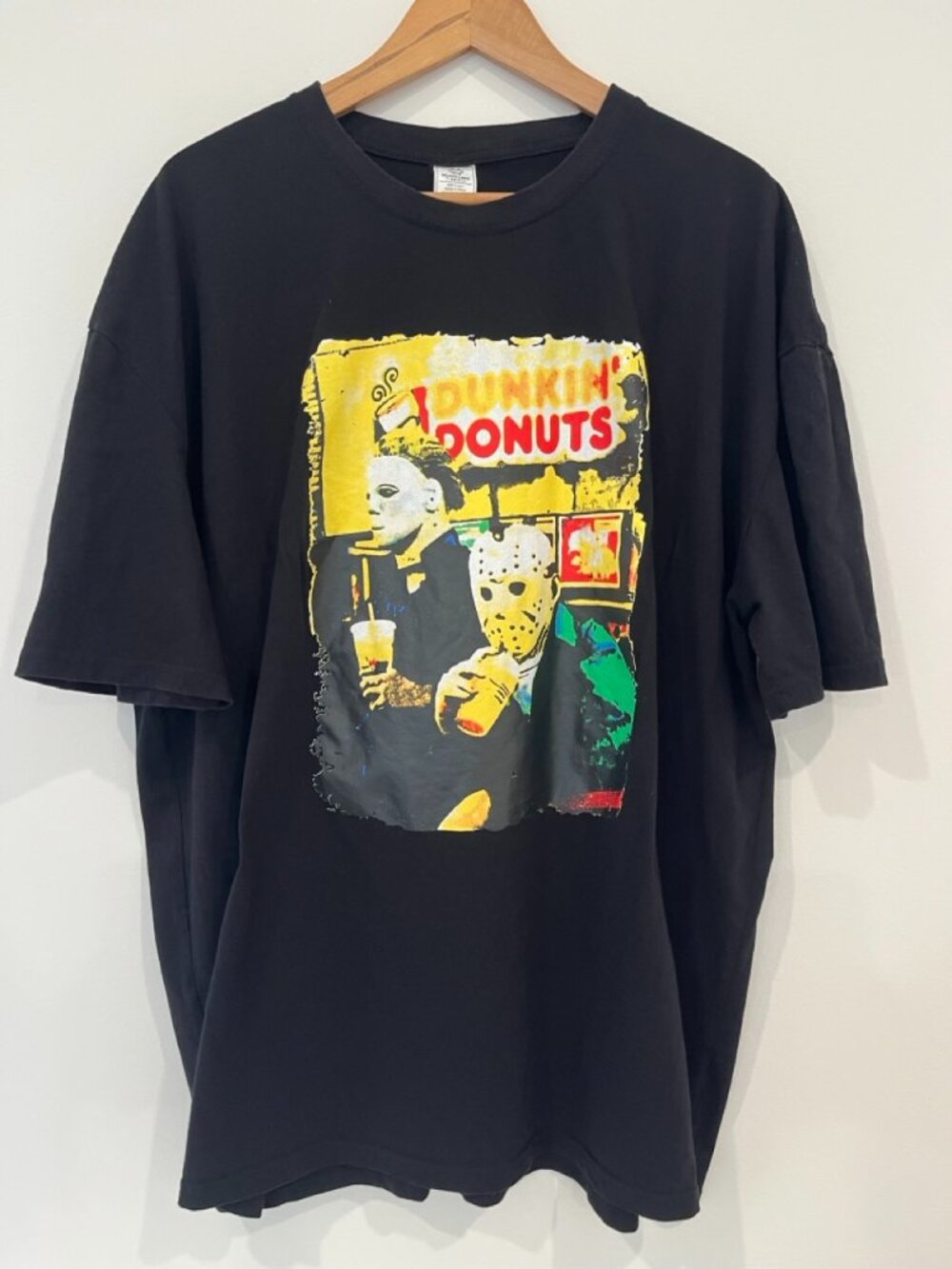 Michael Myers Jason Voorhees Dunkin Donuts Horror Graphic T Shirt Black